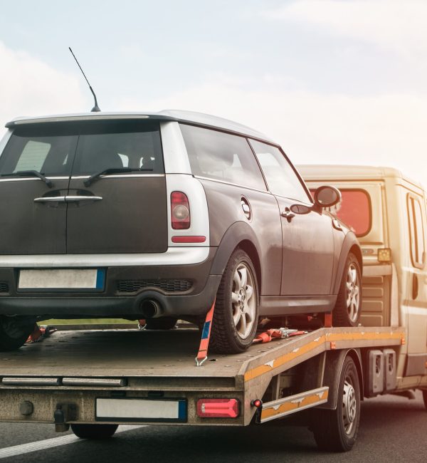 A tow truck on the public road